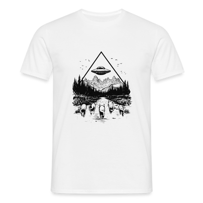 Katzen die in Richtung UFO laufen - Männer T-Shirt - by Artful Alchemist
