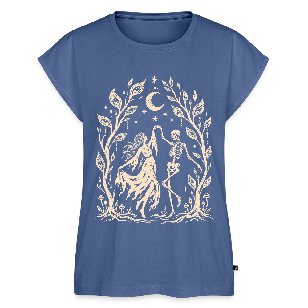 Moonlight Dance – Frauen T-Shirt mit gerollten Ärmeln - Taubenblau