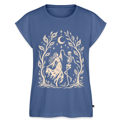 Moonlight Dance – Frauen T-Shirt mit gerollten Ärmeln - Taubenblau