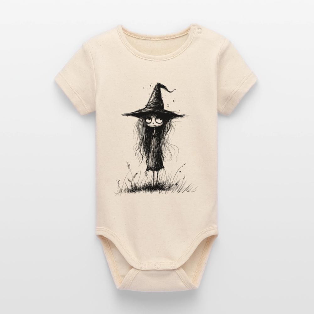Kleine Hexe - Stanley/Stella Baby Bio Kurzarm-Body - Weißgrau