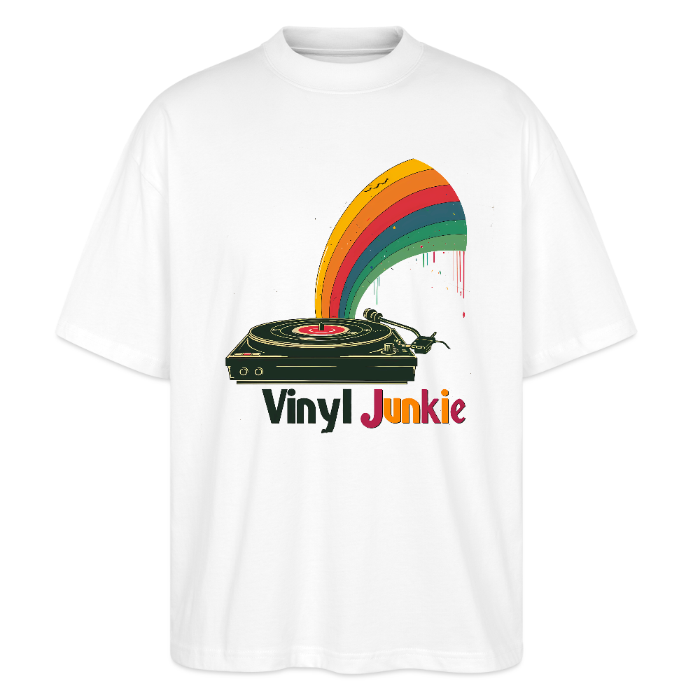 Vinyl Junkie Rainbow - Stanley/Stella Oversized Unisex Bio T-Shirt Blaster 2.0 - by Artful Alchemist