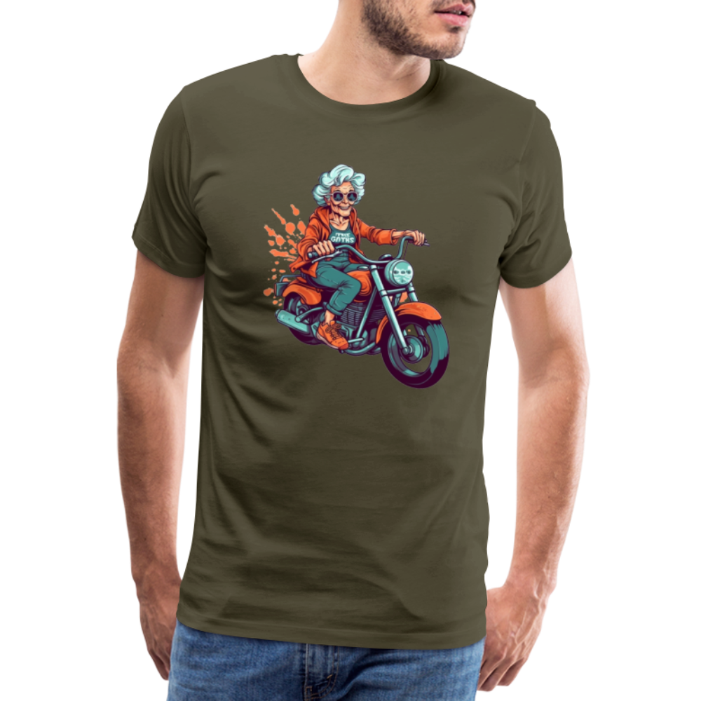 Coole alte Biker Oma - Motorrad Omi  - Männer T-Shirt - Khaki