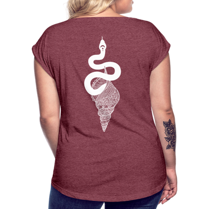 Kosmosschlange im Schneckenhaus - Frauen Shirt mit gerollten Ärmeln - by Artful Alchemist