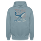 Kosmischer Wal – Retro Ocean Art - Unisex Hoodie - Nebelblau
