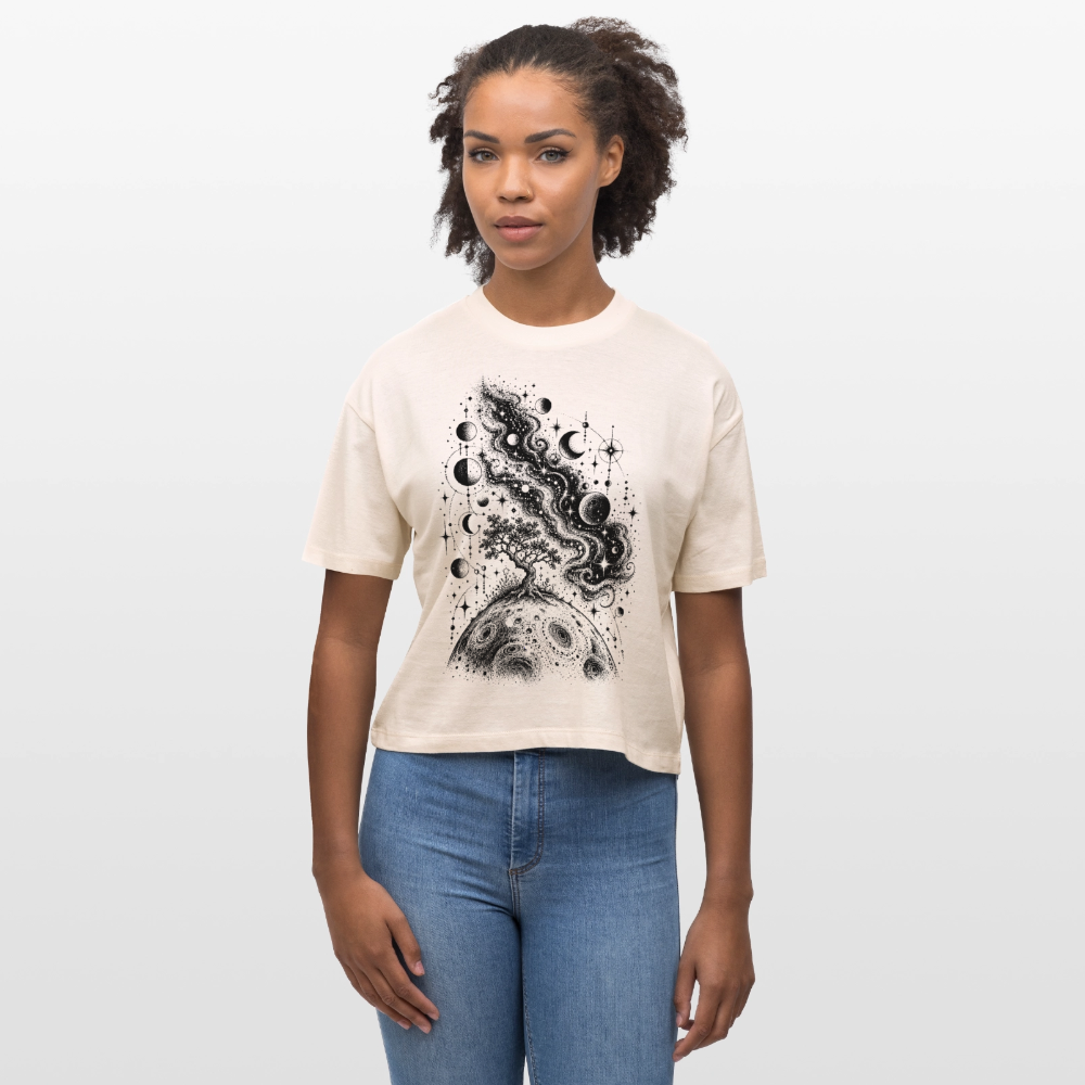 Kosmischer Baum – Frauen Boxy Bio-T-Shirt Nova - Natur