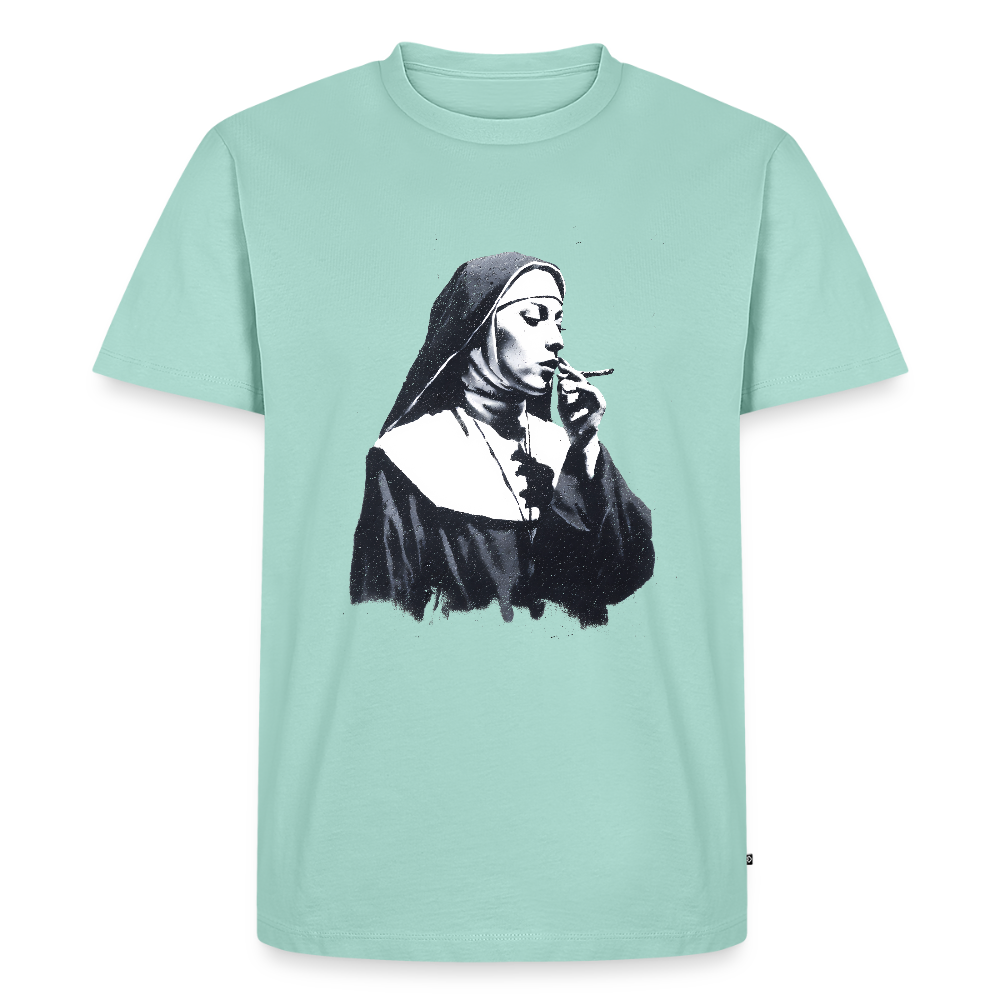 Street Art Nonne rauchend - Männer Premium T-Shirt - Mint 