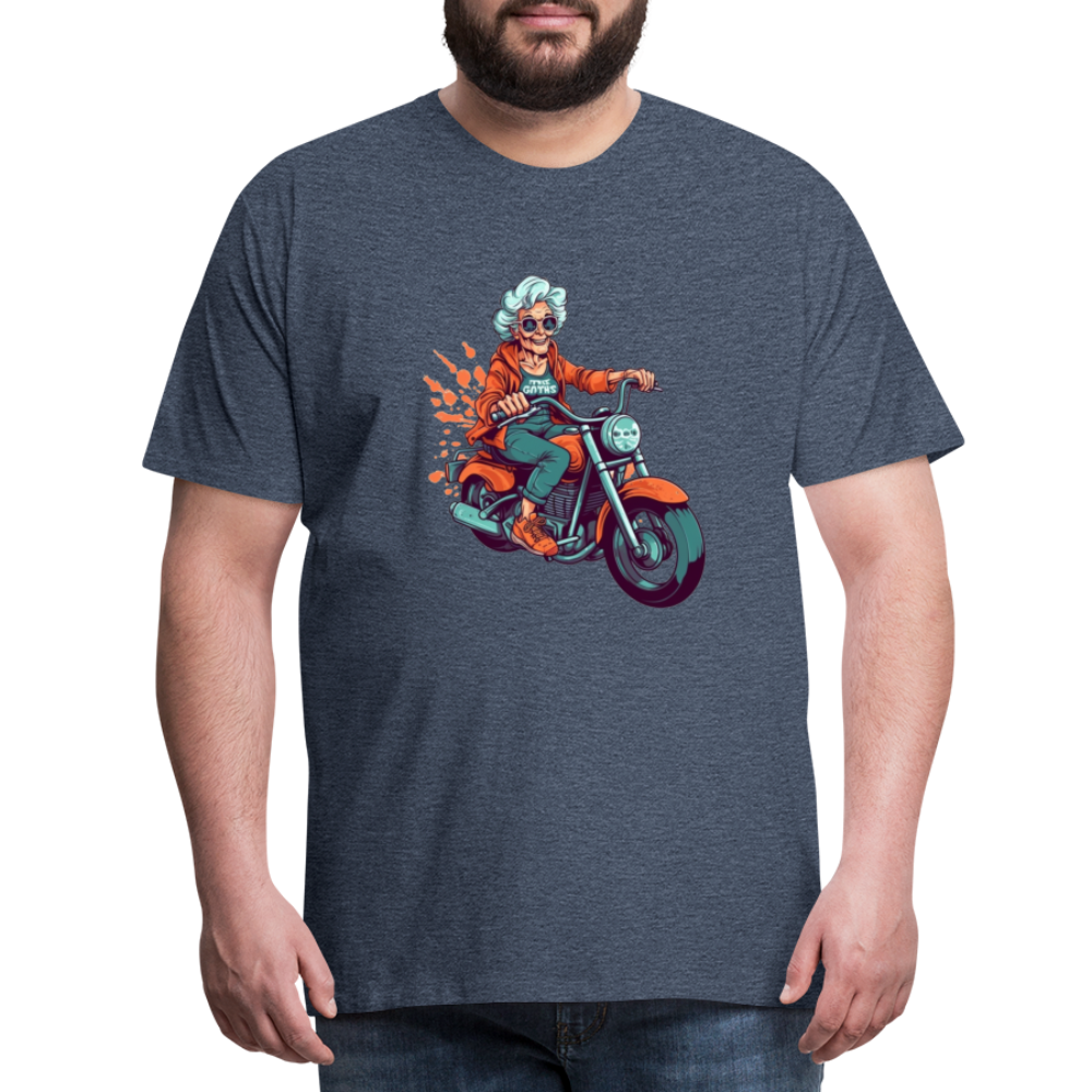 Coole alte Biker Oma - Motorrad Omi  - Männer T-Shirt - Blau meliert