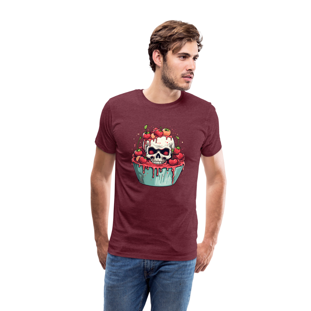 Gruseliges Horror Kirschtörtchen - Happy Halloween - Männer Premium T-Shirt - Bordeauxrot meliert