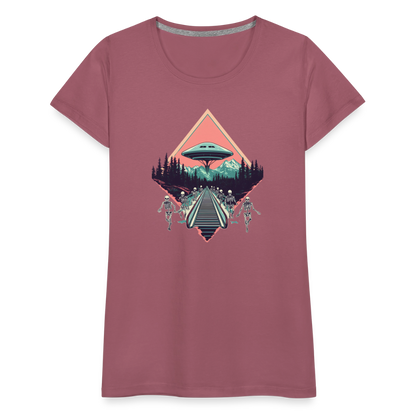 Retro UFO 80er Jahre Motiv - Frauen Premium T-Shirt - by Artful Alchemist
