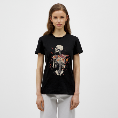 Skelett mit zarten Blumen im Boho Look - Frauen T-Shirt - by Artful Alchemist