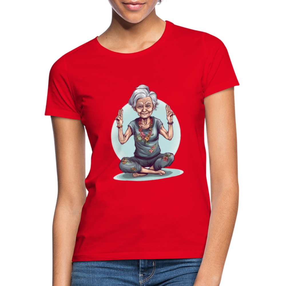 Coole Yoga Oma - Meditation im besten Alter  - Frauen T-Shirt - Rot