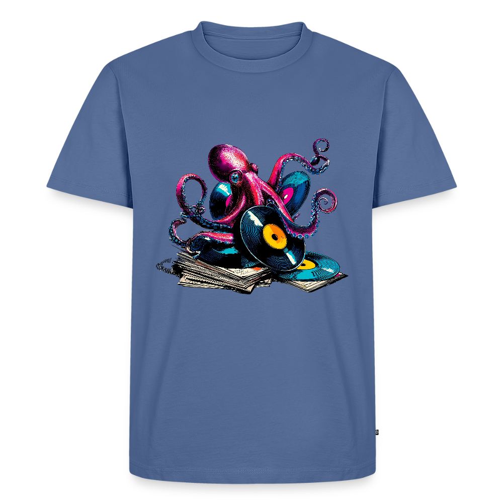 DJ Oktopus – Wenn Tiefsee auf Vinyl trifft - Männer Premium Bio T-Shirt - Taubenblau