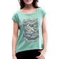 Vintage Hammerhai im japanischen inspirierten Tattoo Stil - Frauen T-Shirt mit gerollten Ärmeln - Minze meliert