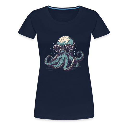 Nerdy Comic Oktopus mit Brille - Frauen Premium T-Shirts - Navy