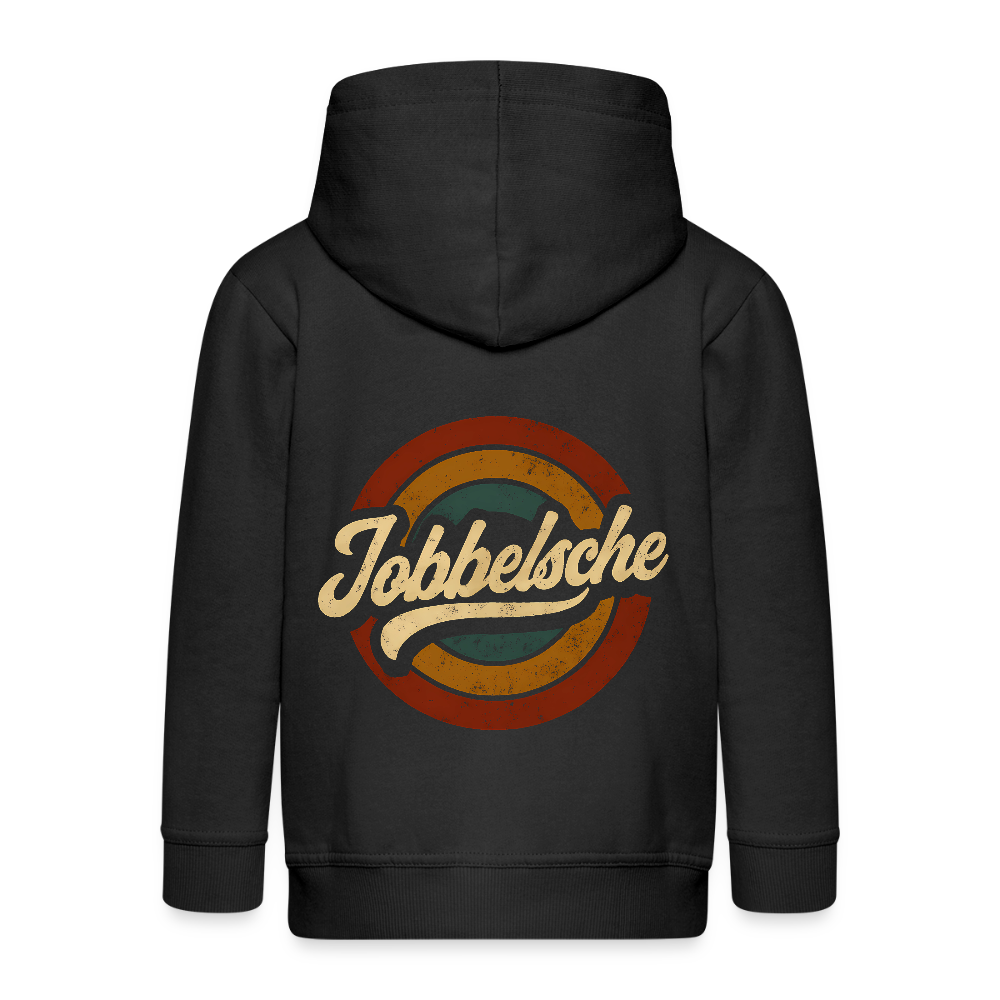 Jobbelsche Retro - Hessisch Mundart - Kinder Premium Kapuzenjacke - Schwarz