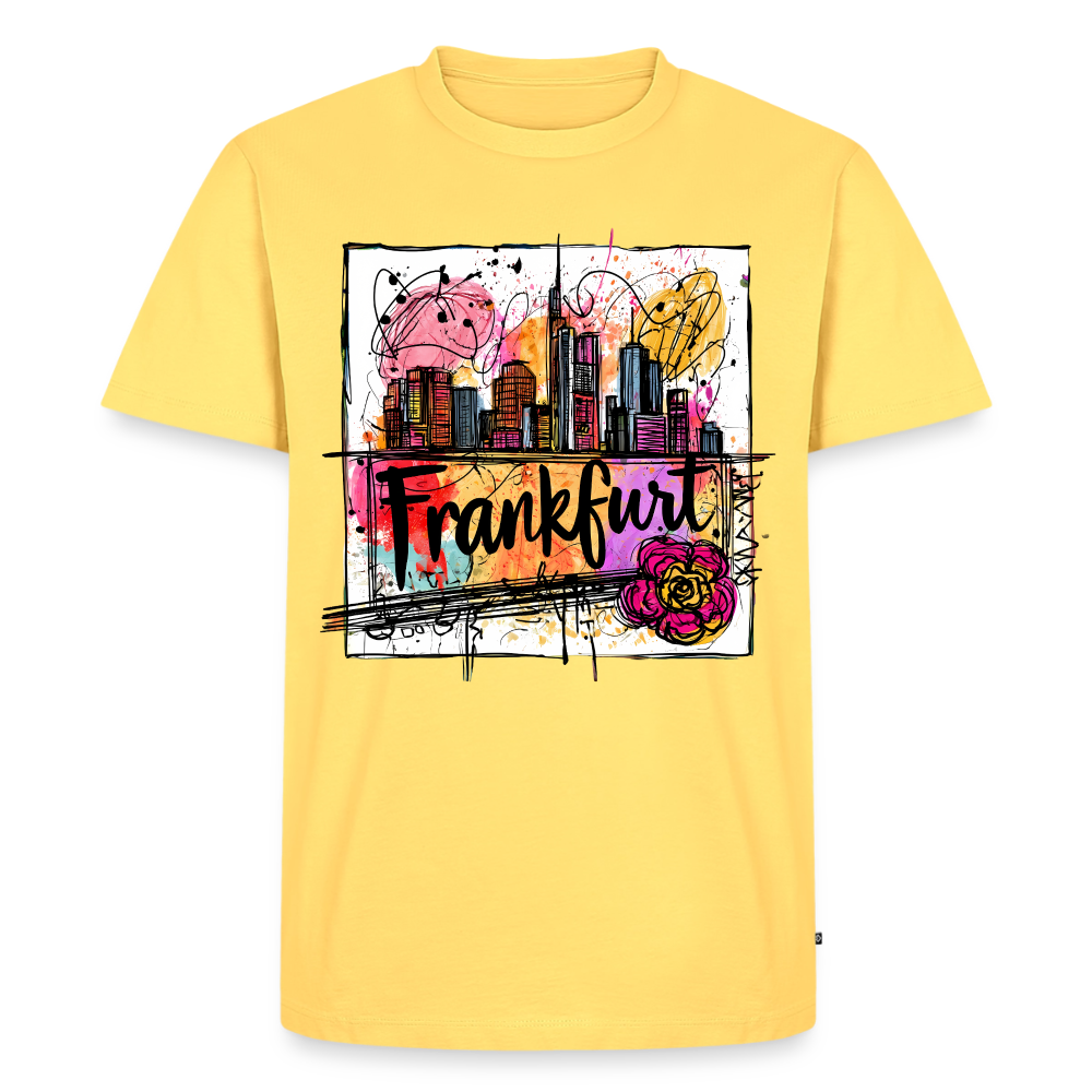 Frankfurt Skyline - Männer Premium T-Shirt - Pastellgelb
