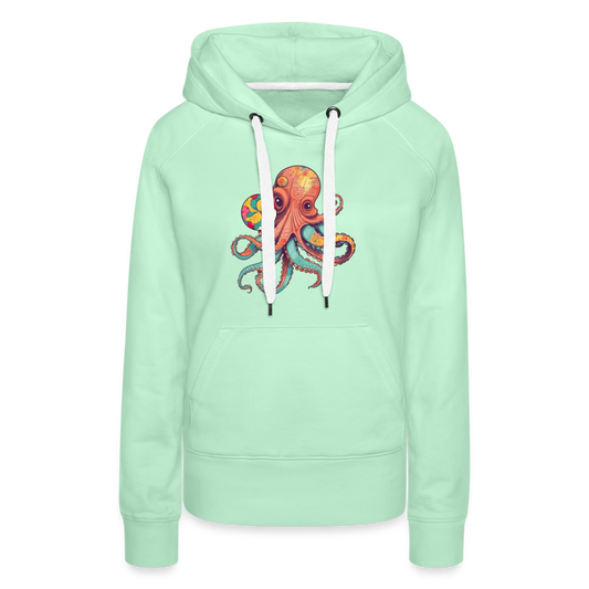 Lustiger Comic Oktopus mit Lollipop - Frauen Premium Hoodie - helles Mintgrün