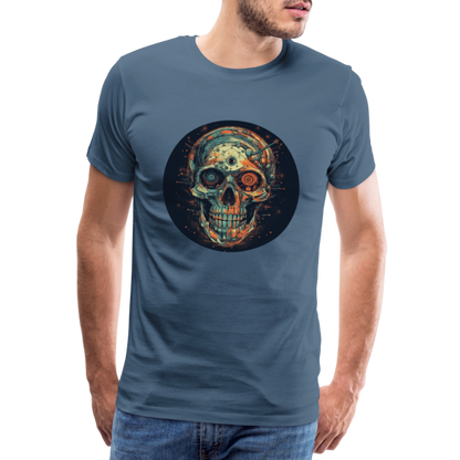 Retro Futuristischer Totenkopf Skull Cyborg- Männer Premium T-Shirt - by Artful Alchemist