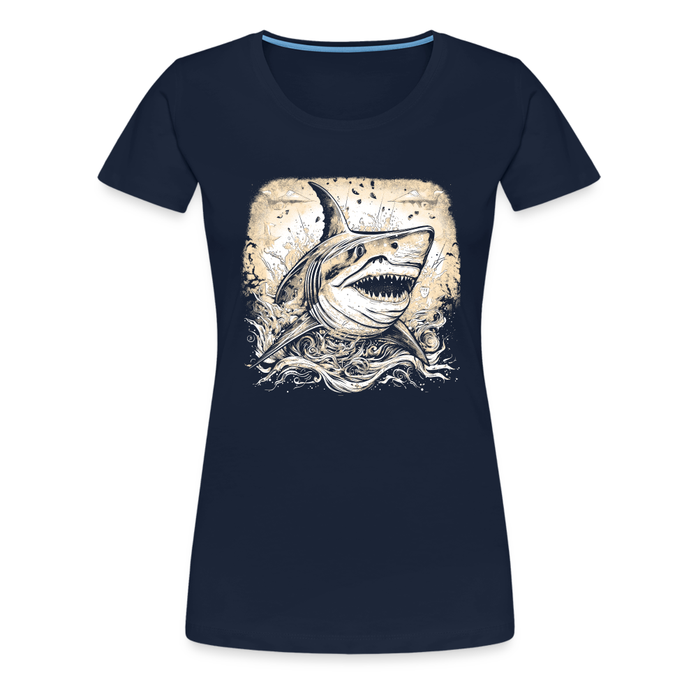 Cooler Retro Hai - Frauen Premium T-Shirts - Navy