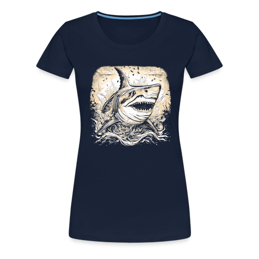 Cooler Retro Hai - Frauen Premium T-Shirts - Navy