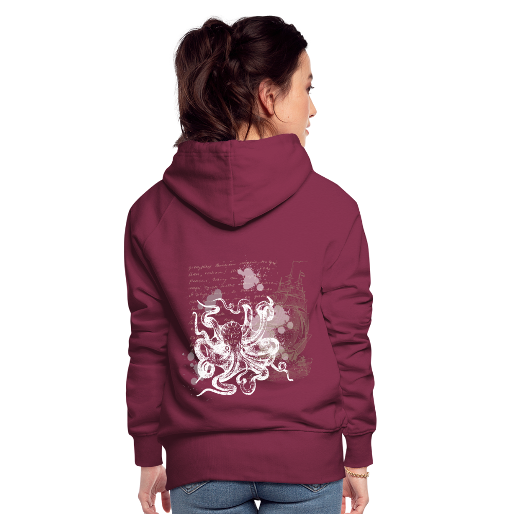 Vintage Steampunk Oktopus Motiv - Frauen Premium Hoodie - Bordeaux