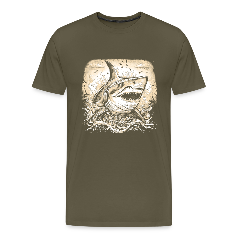 Cooler Retro Hai - Männer Premium T-Shirts - Khaki