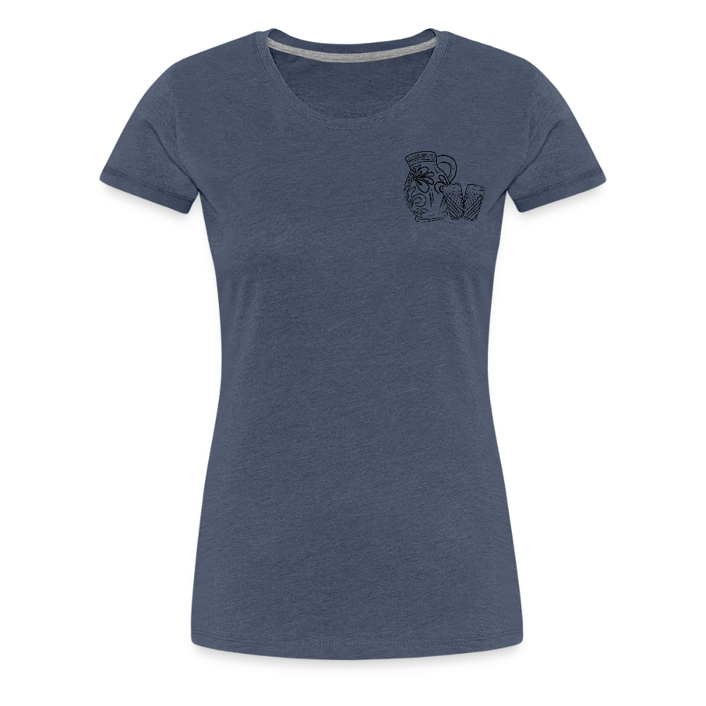 Bembel mit Gläsern  - Hessisch Mundart - Frauen Premium T-Shirt - Blau meliert