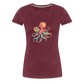 Lustiger Comic Oktopus mit Lollipop - Frauen Premium T-Shirts - Bordeauxrot meliert