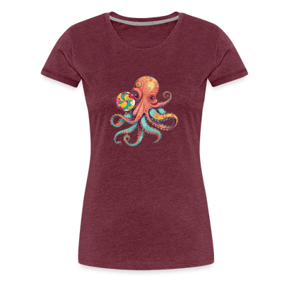 Lustiger Comic Oktopus mit Lollipop - Frauen Premium T-Shirts - by Artful Alchemist