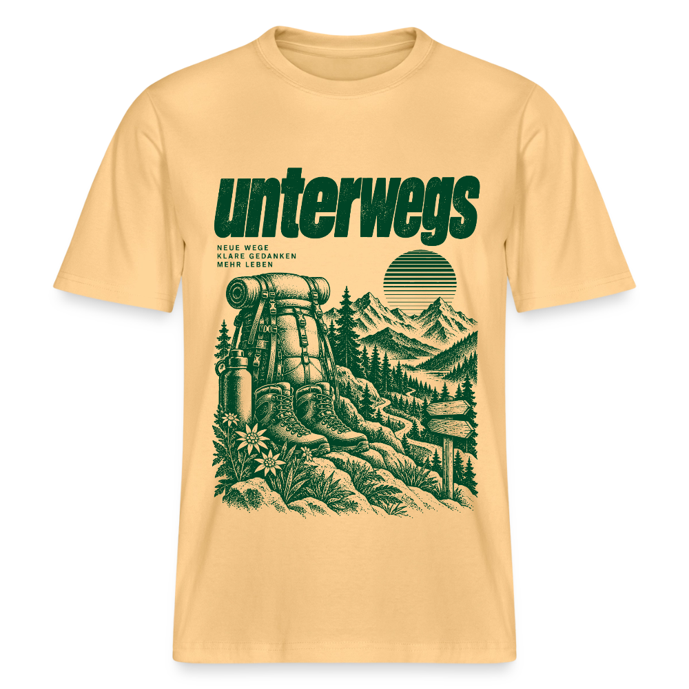 Unterwegs – RELAXED FIT Unisex Organic T-Shirt - Hellgelb