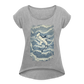 Vintage Hammerhai im japanischen inspirierten Tattoo Stil - Frauen T-Shirt mit gerollten Ärmeln - Grau meliert