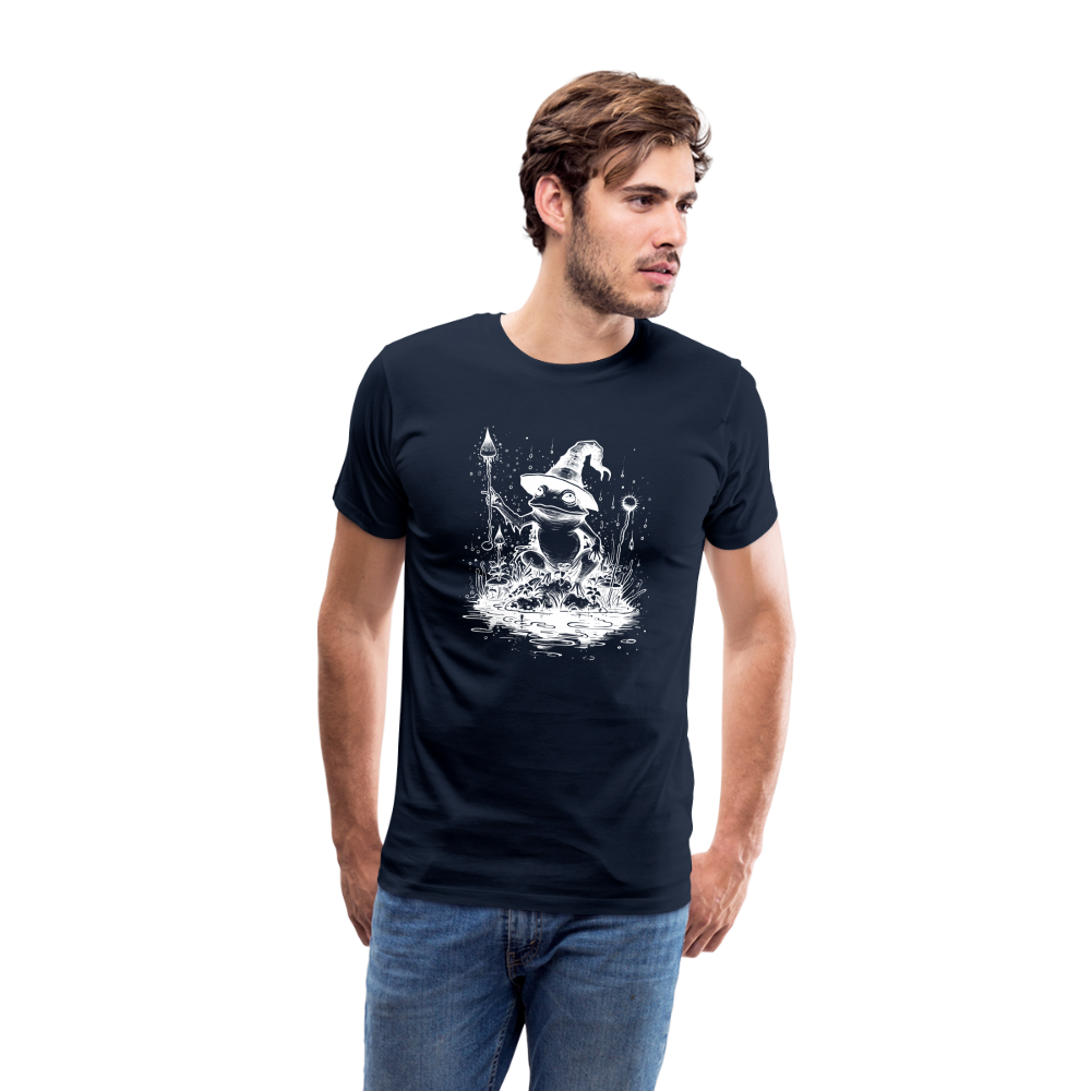 Magischer Frosch mit Zauberhut und Zauberstab - Männer Premium T-Shirt - Navy