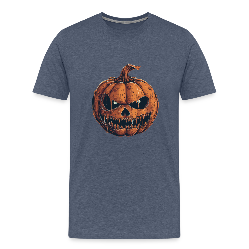 Gruseliger Horror Kürbis -Happy Halloween - Männer Premium T-Shirt - Blau meliert