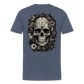 Boho Totenkopf mit Tattoos und Blumen - Männer Premium T-Shirt - Blau meliert