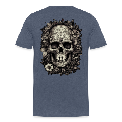 Boho Totenkopf mit Tattoos und Blumen - Männer Premium T-Shirt - by Artful Alchemist