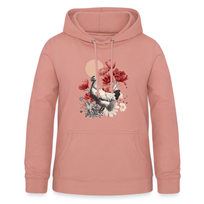 Vintage Boho Blossom Chicken - Frauen Hoodie - by Artful Alchemist