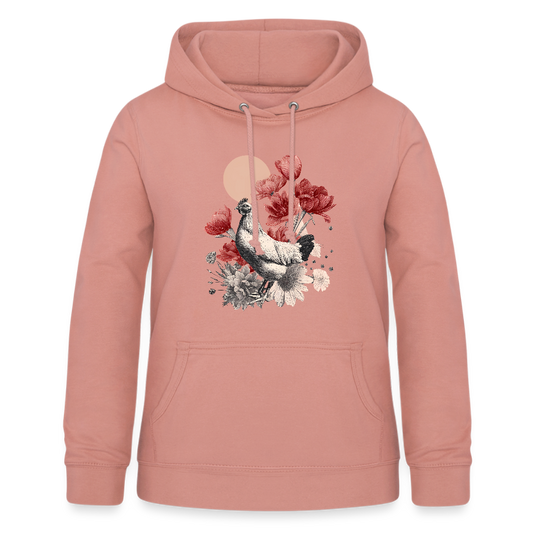 Vintage Boho Blossom Chicken - Frauen Hoodie - by Artful Alchemist