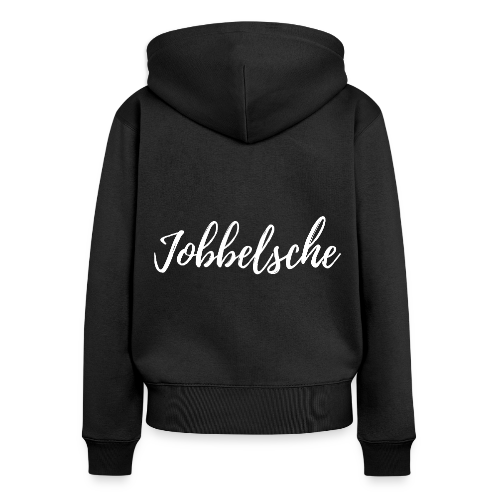 Jobbelsche - Hessisch Mundart - Frauen Premium Kapuzen Jacke - Schwarz