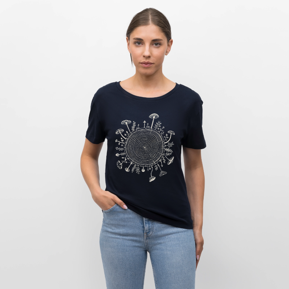 Baumringe & Pilze - Stanley/Stella Relaxed Rundhals Frauen Bio-T-Shirt SERENA - Navy