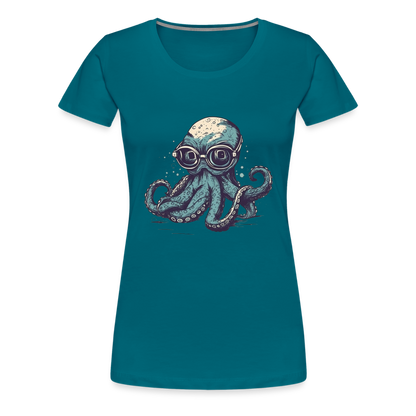 Nerdy Comic Oktopus mit Brille - Frauen Premium T-Shirts - by Artful Alchemist