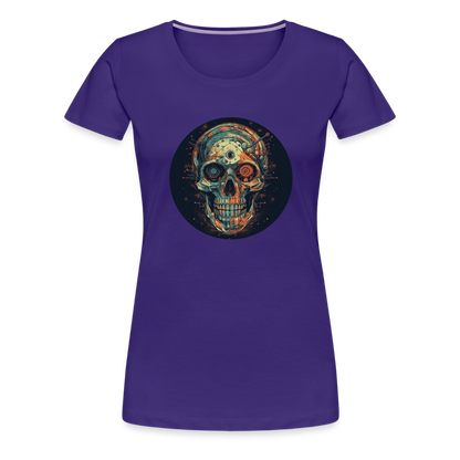Retro Futuristischer Totenkopf Skull Cyborg- Frauen Premium T-Shirt - by Artful Alchemist