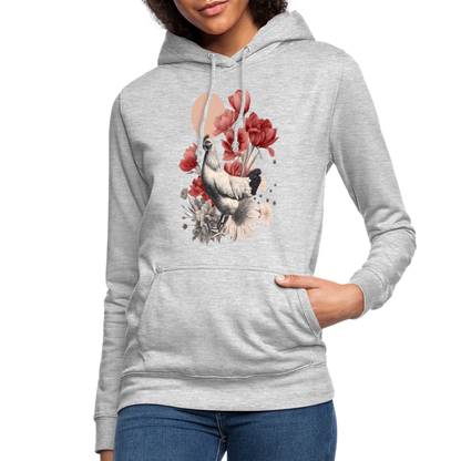 Vintage Boho Blossom Chicken - Frauen Hoodie - by Artful Alchemist