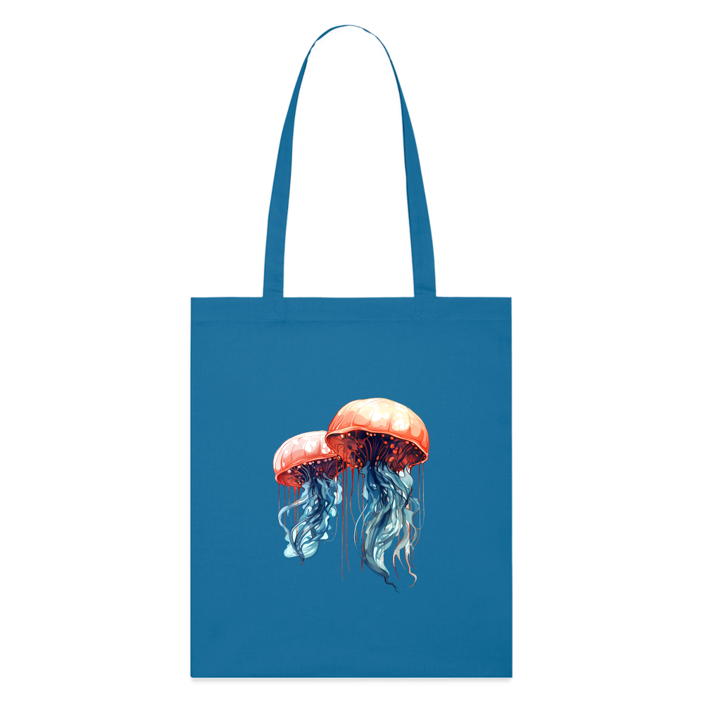 Rosa Blaue Aquarell Quallen - Stofftasche - Königsblau