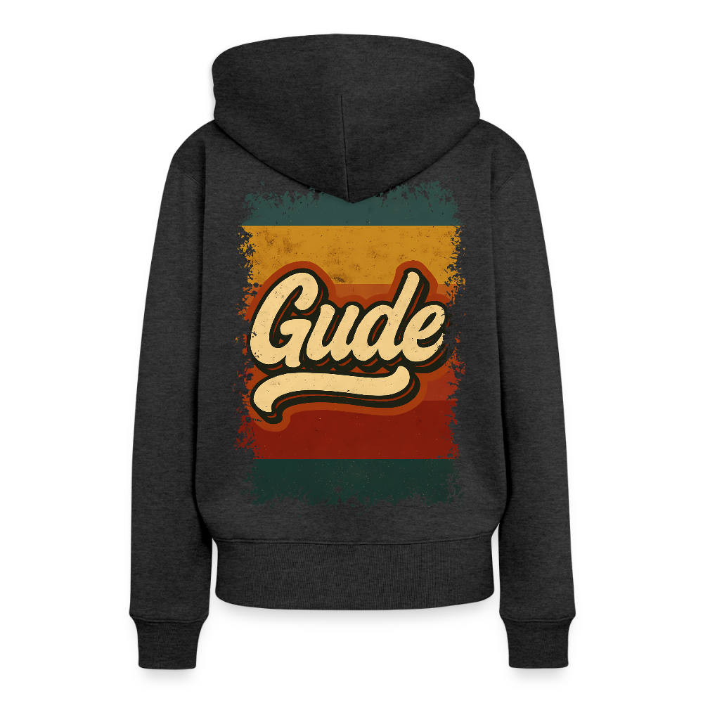 „Gude“ – Retro Look aus Hessen - Frauen Premium Bio Hoodie - Anthrazit meliert