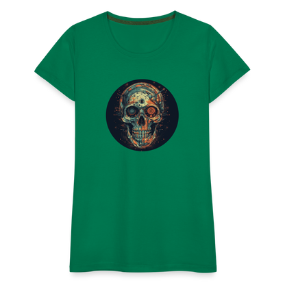 Retro Futuristischer Totenkopf Skull Cyborg- Frauen Premium T-Shirt - by Artful Alchemist