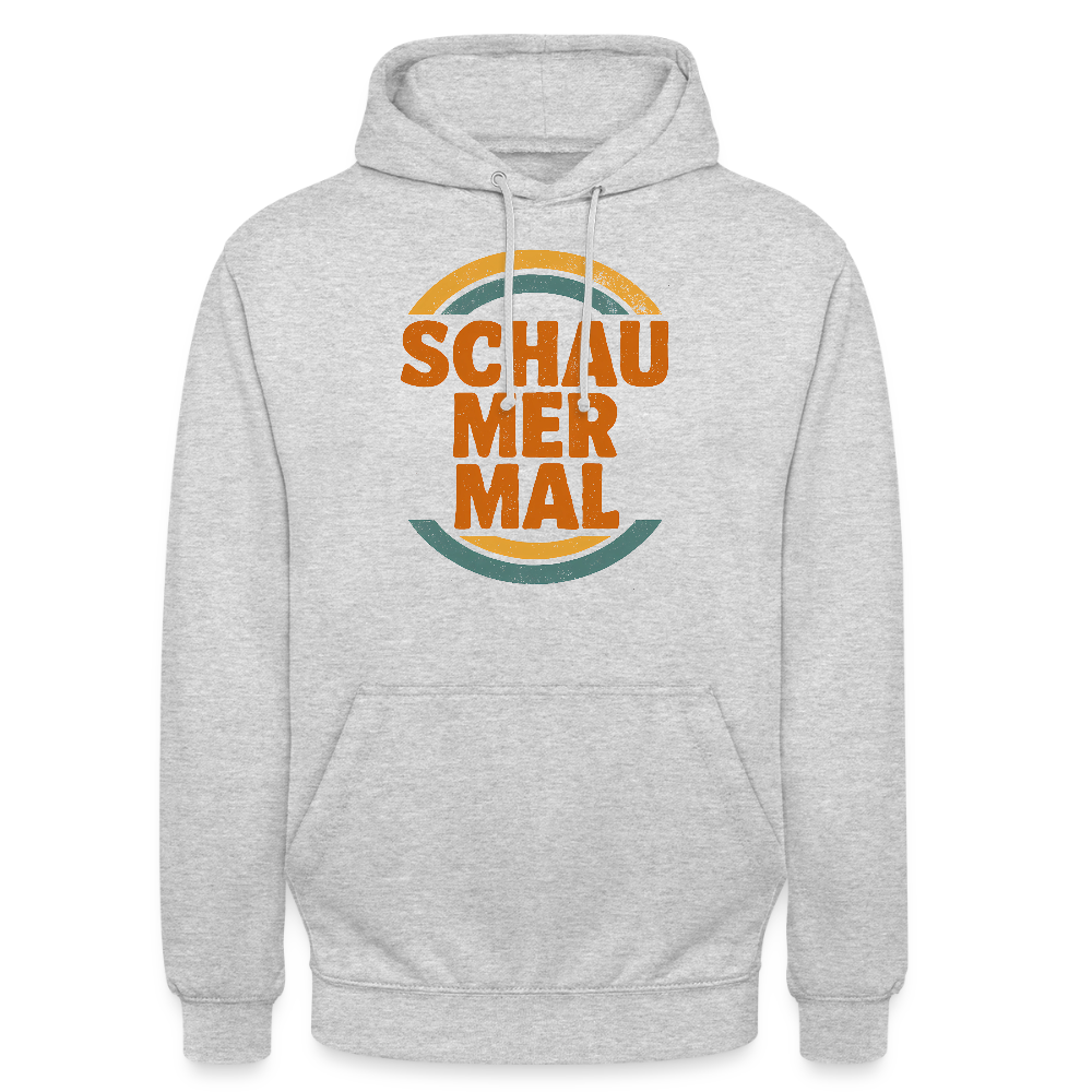„Schau Mer Mal“ – Retro Look aus Hessen - Unisex Hoodie - Hellgrau meliert