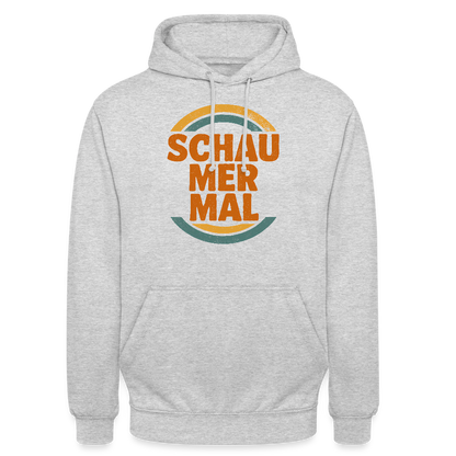 „Schau Mer Mal“ – Retro Look aus Hessen - Unisex Hoodie - Hellgrau meliert
