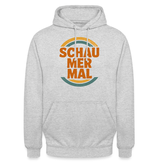 „Schau Mer Mal“ – Retro Look aus Hessen - Unisex Hoodie - Hellgrau meliert