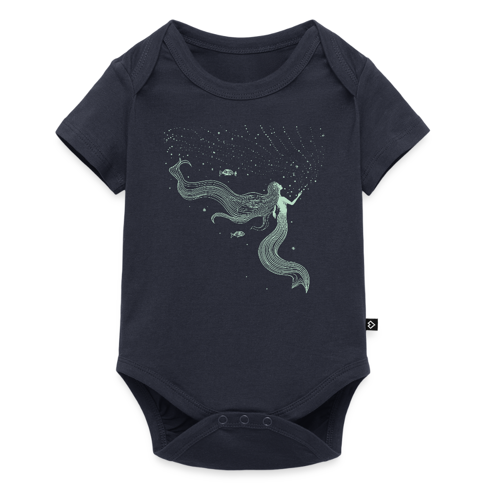 Lineart Meerjungfrau Motiv (hellgrün) - Baby Bio-Kurzarm-Body - by Artful Alchemist