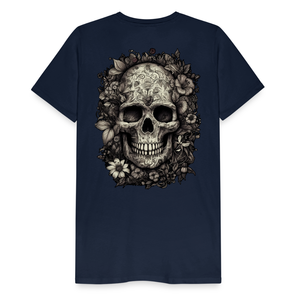 Boho Totenkopf mit Tattoos und Blumen - Männer Premium T-Shirt - Navy